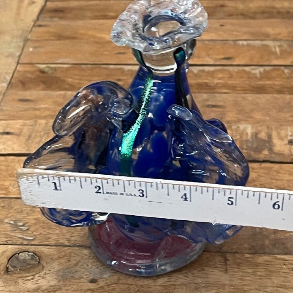 Hand-Blown Art Glass Blue Angel Sculpture 8" Decor Handcrafted - Picture 6 of 8